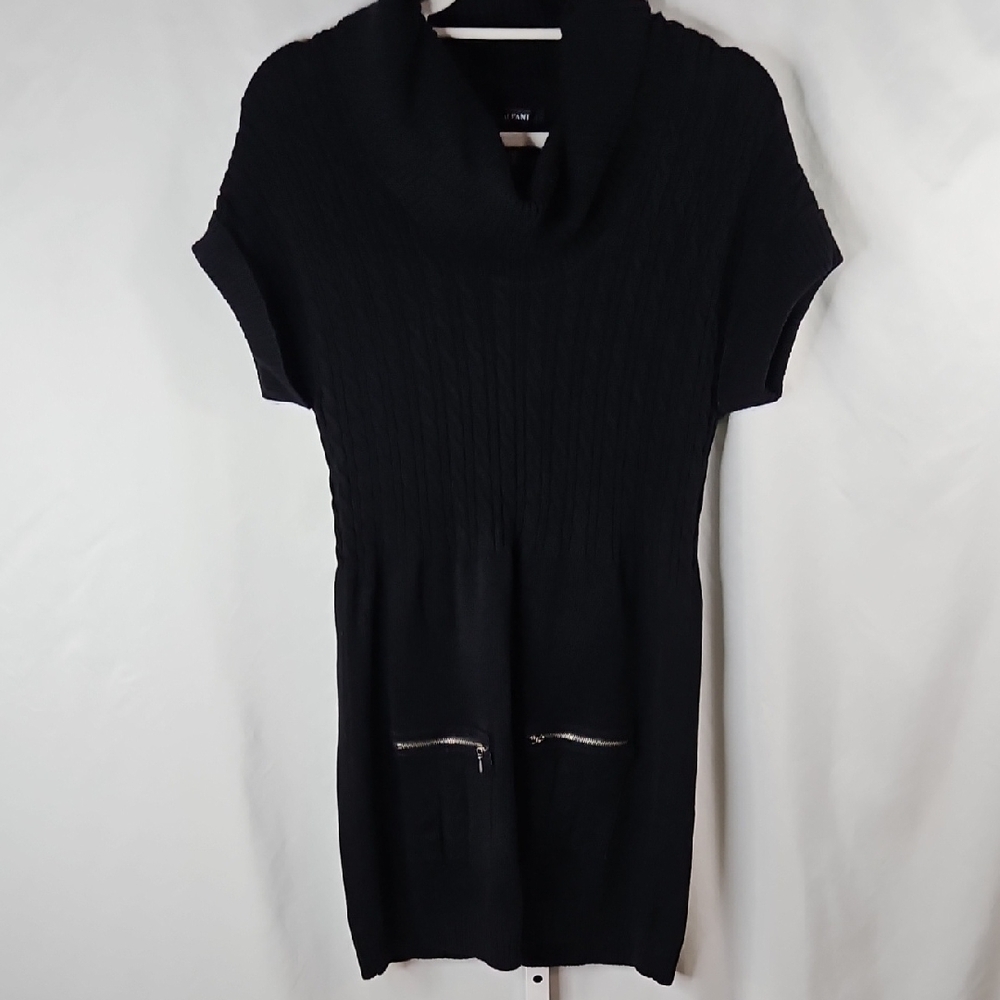 Alfani Black Knit Sweather Midi Dress with Cowl Neck Size Medium